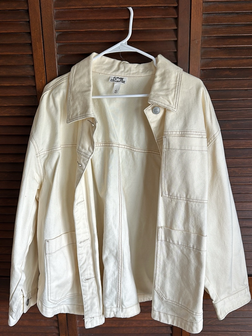 Future Collective Cream Jean Jacket - Relaxed Utility Style